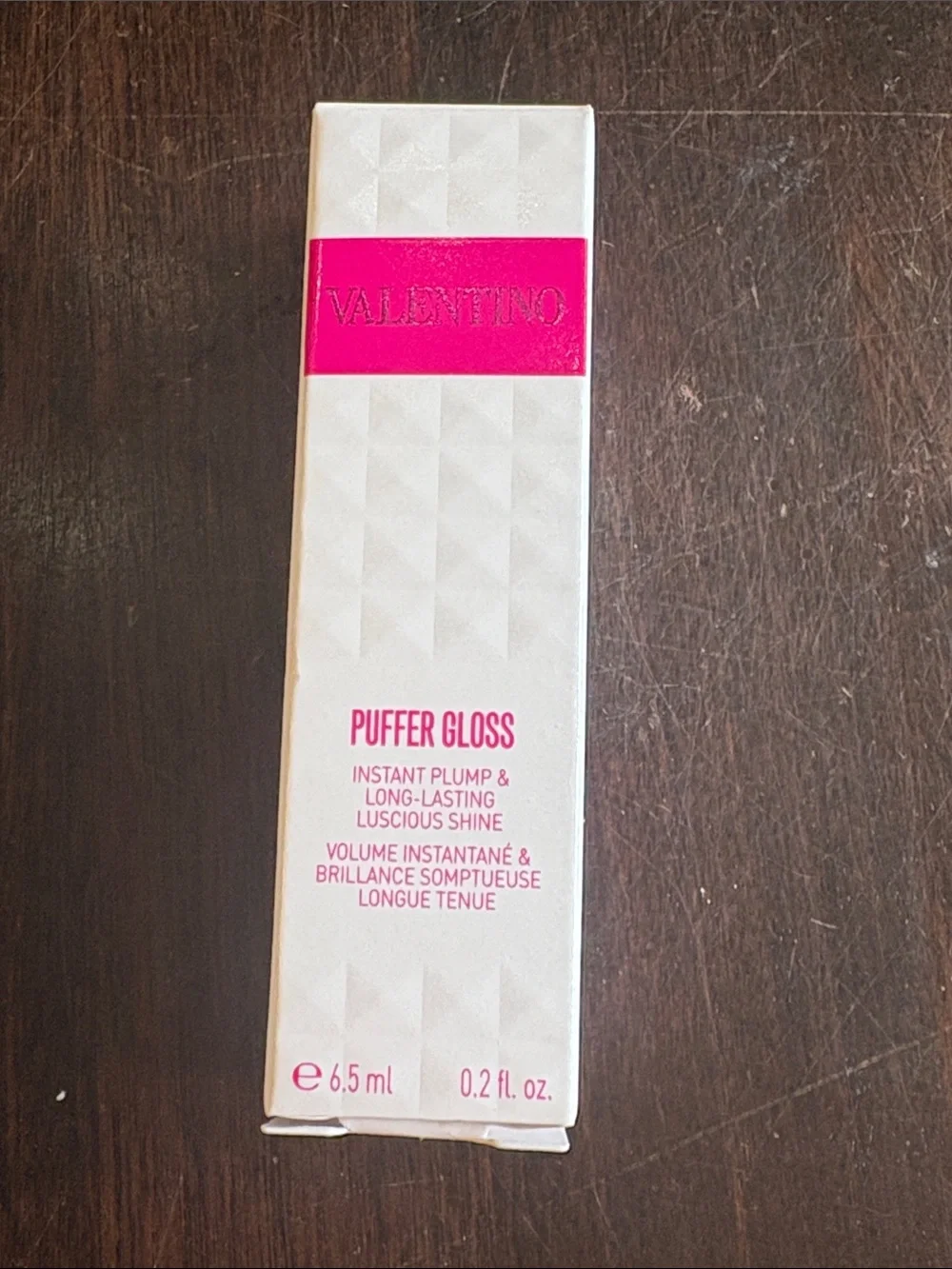 Valentino Puffer Gloss Lip Gloss - Hot Pink & White Packaging